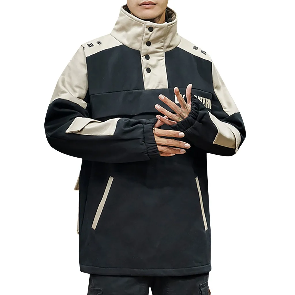 Men's Autumn Casual Fashion Pure Color Pullover Hoodie Pocket Sport Coat
