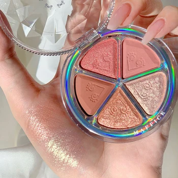 

5 Color Petal Eyeshadow Palette Matte Metallic Blush Eyeshadow Pigmented Powder Holographic Diamond Shiny Makeup Cosmetics TSLM2