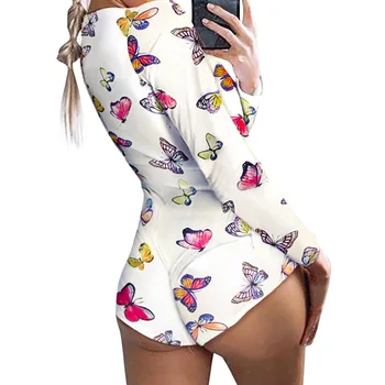 

Sale Women Sexy Deep V Neck Floral Printed Bodysuit Ladies Summer Bodycon Playsuit Female Fashion Long Sleeve Romper Overall D30