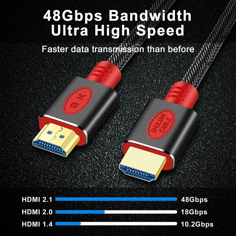 HDMI ȣȯ 2.1 ̺, 8K @ 60Hz, 4K @ 120Hz/60Hz, ARC HDR 48Gbps Mi Box ø ġ PS5/4 TV xbox  ǻͿ