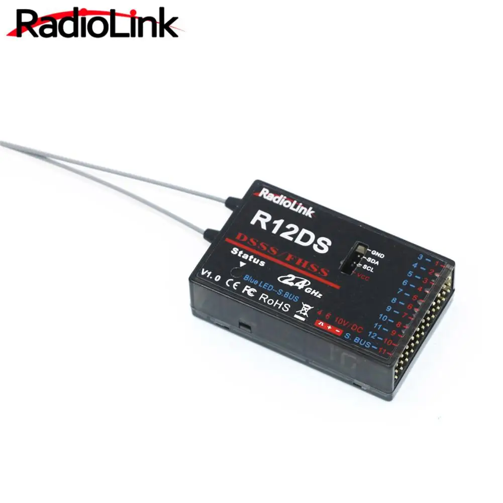 Новый радиочастотный приемник Radiolink R6F/R7FG/R9DSR/R12DS 2 4 ГГц 6CH/7CH/9CH для RC6GS RC4GS RC3S RC4G T8FB