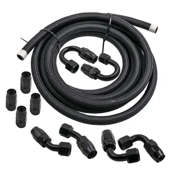 

16FT AN10 Tank Cell Fittings SS Braided Oil Feed Fuel injection Line Hose Kit