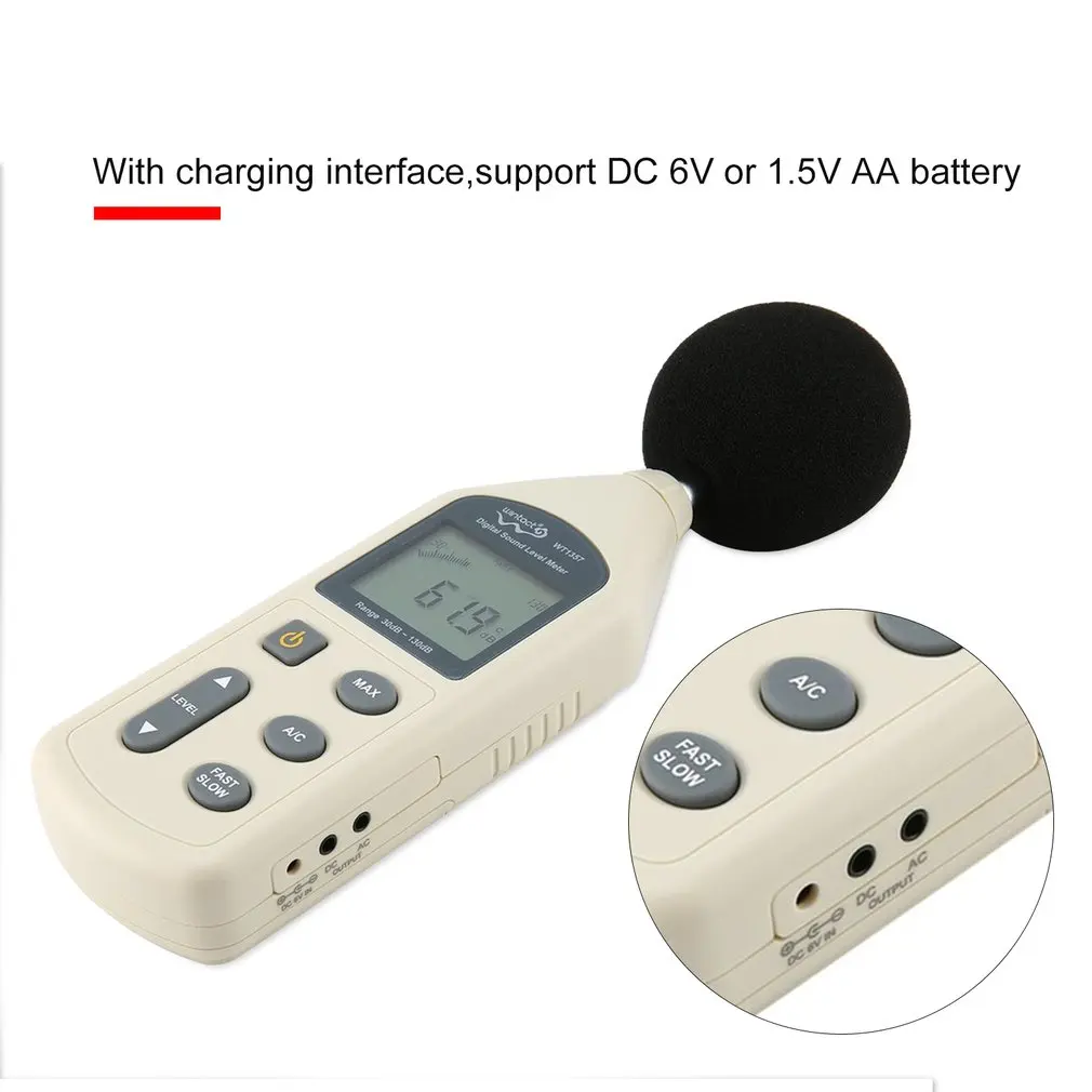 WINTACT WT1357 цифровой измеритель уровня звука, тестер шума, децибельный логгер, измерение звука, детектор громкости, монитор, ручной A& C