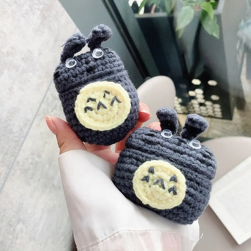 

Cartoon Protective Knitted Case Skin Sweater Cover Silicone Headset Box Knitting Wool Earphone Cover for AirPods 1/2 Pro