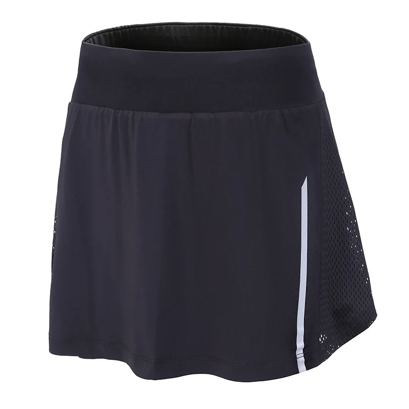 Женская летняя спортивная юбка 2 в 1 короткая Новая Женская теннисная юбка дышащая фитнес шорты для бадминтона быстросохнущая Беговая юбка для гольфа - Цвет: Черный