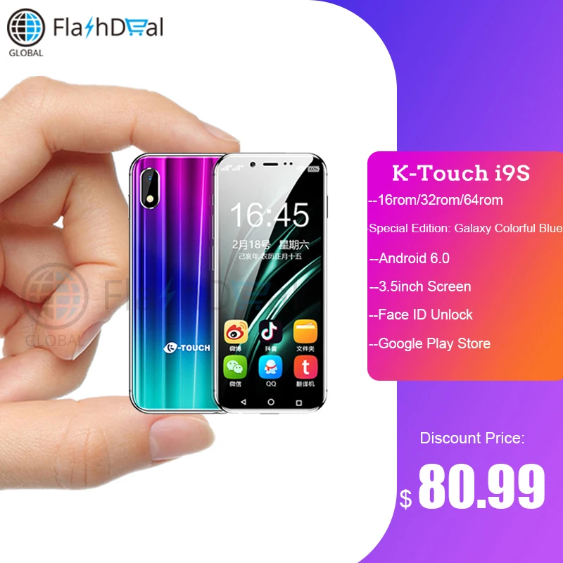 Супер мини мобильный телефон K-TOUCH I9s сотовые телефоны Android 6,0 16 Гб rom Google Play металлическая рамка для лица ID gps 4G смартфон