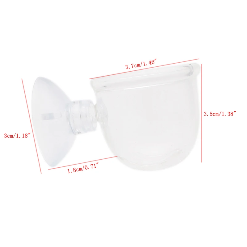 Aquarium Live Red Worm Feeder Brine Shrimp Fish Food Feeding Cups Small Clear Glass for Fish Tank with Suction Cup