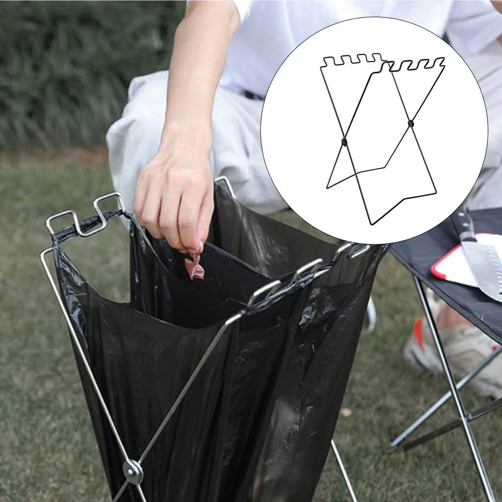 Foldable Trash Bag Holder Stand Camping Portable Waste Sorting Bin Rack Garbage Hanging Storage Bathroom | Спорт и развлечения