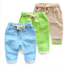 Tong zhong ku/ Новая Стильная летняя одежда модные шорты из конопляного хлопка в Корейском стиле для маленьких мальчиков и девочек детские брюки