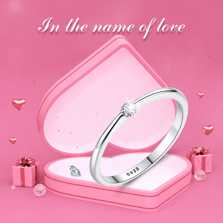 ELESHE серебряные кольца из натуральной 925 пробы, простые круглые кольца с кристаллами и цирконием для женщин, ювелирные изделия для помолвки, рождественский подарок
