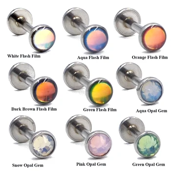 

1PC Internally Threaded Opal CZ Gem Labret Stud Lip Ring Ear Cartilage Tragus Helix Piercing stud Ring 16g Body Jewelry