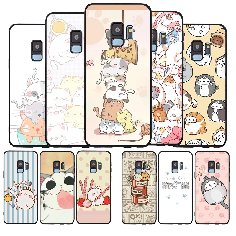 Черные Мягкие силиконовые чехлы Kawaii Molang мультфильм аниме Кот рисунок чехол для