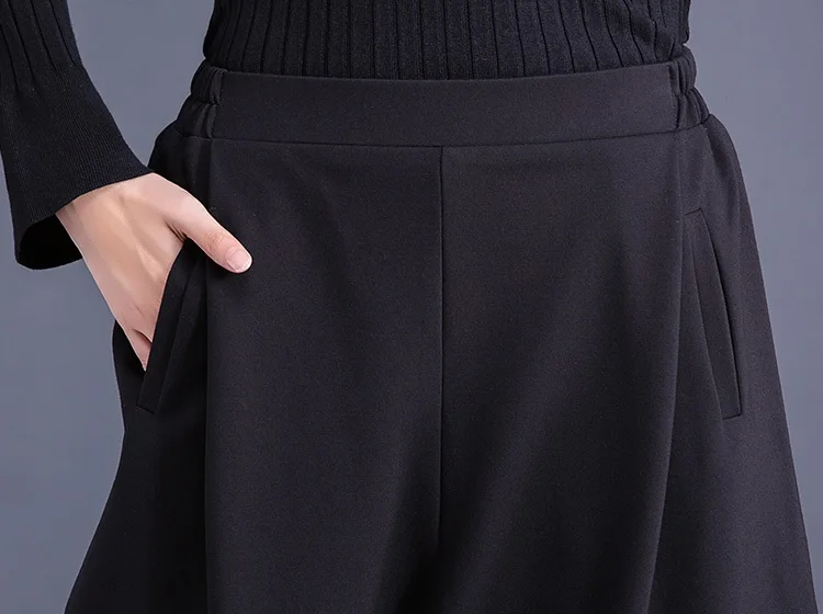 black cotton plus size high waist casual loose autumn winter ladies trousers Hanging harem pants women streetwear clothes