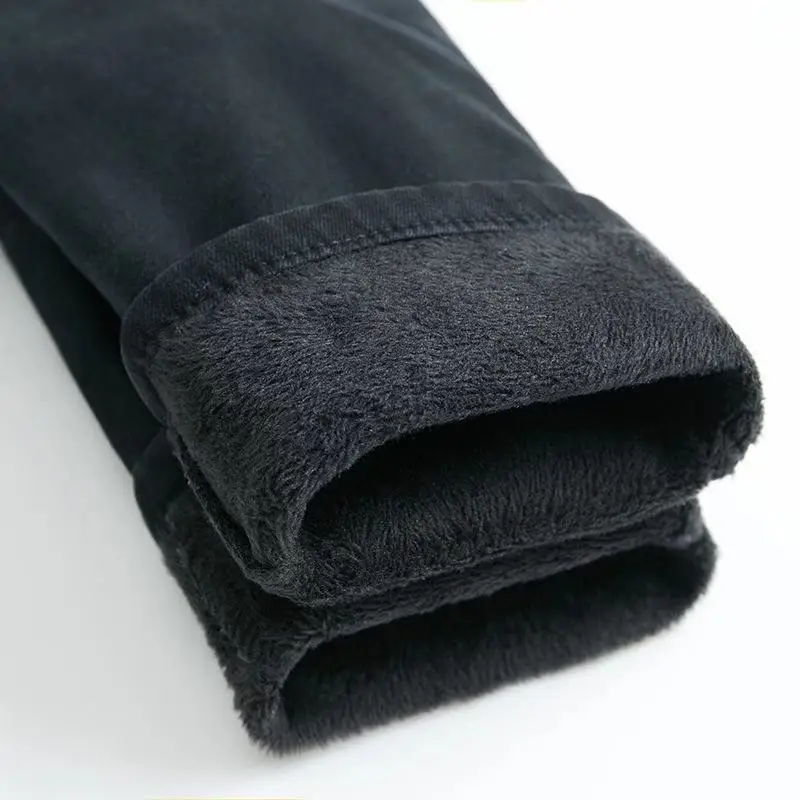 Теплые джинсы с высокой талией для женщин, синие женские черные зимние джинсы, женские джинсовые штаны, женские брюки, теплые штаны