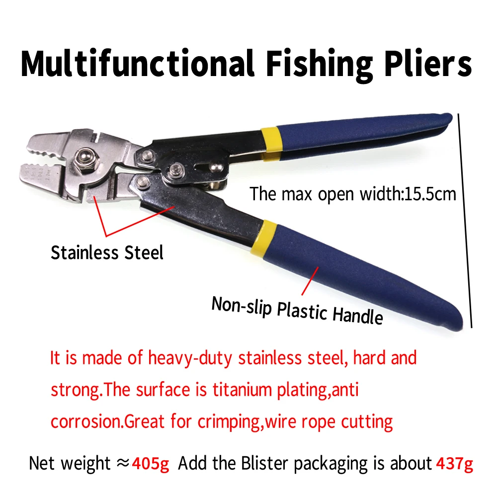 Saltwater Fishing Stainless Steel Multifunctional Fishing Pliers Steel Wire  Cutter Hook Tying Tool With Crimps Tube Free Box