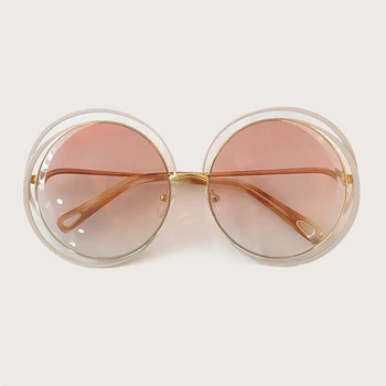 

2019 Vintage Round Oversized Mirror Sunglasses Women With Designer Metal Frame Lady Sun Glasses UV 400