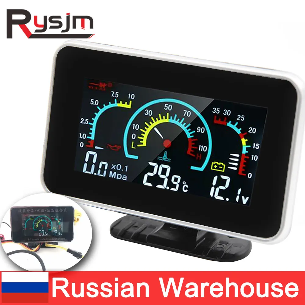 Closeout Voltmeter Oil-Pressure-Sensor Water-Temp-Meter Digital-Oil 1/8-Npt 10mm Car LCD 3-In-1 w5KmzV0Bo