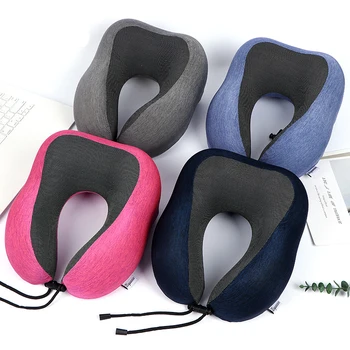 

Ice silk U-shaped Memory Foam head Neck Pillow Soft Slow Rebound Space Travel storage Airplane Flight pillow Health Care Cushion
