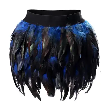 

Fashion Feather High Waist Skirts Women Body Harness Belt Club Party Female Dress Multilayer Mini Costume Street Skirts Elastic