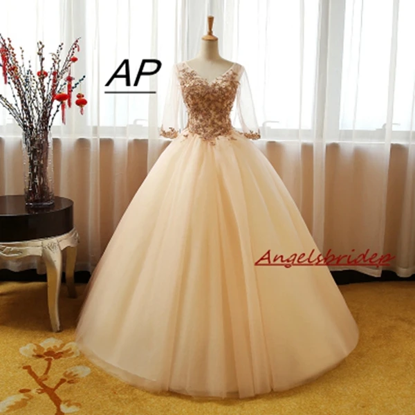 ANGELSBRIDEP-Sweet-16-Ball-Gown-Quinceanera-Dress-Fashion-Appliques-Long-Sleeves-Vestidos-De-15-Celebrity-Party