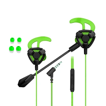 

Mobile Phone In-Ear Gaming Headphone with Mic Volume Control Heavy Bass Noise Reduction 3.5MM Headset,Black Green