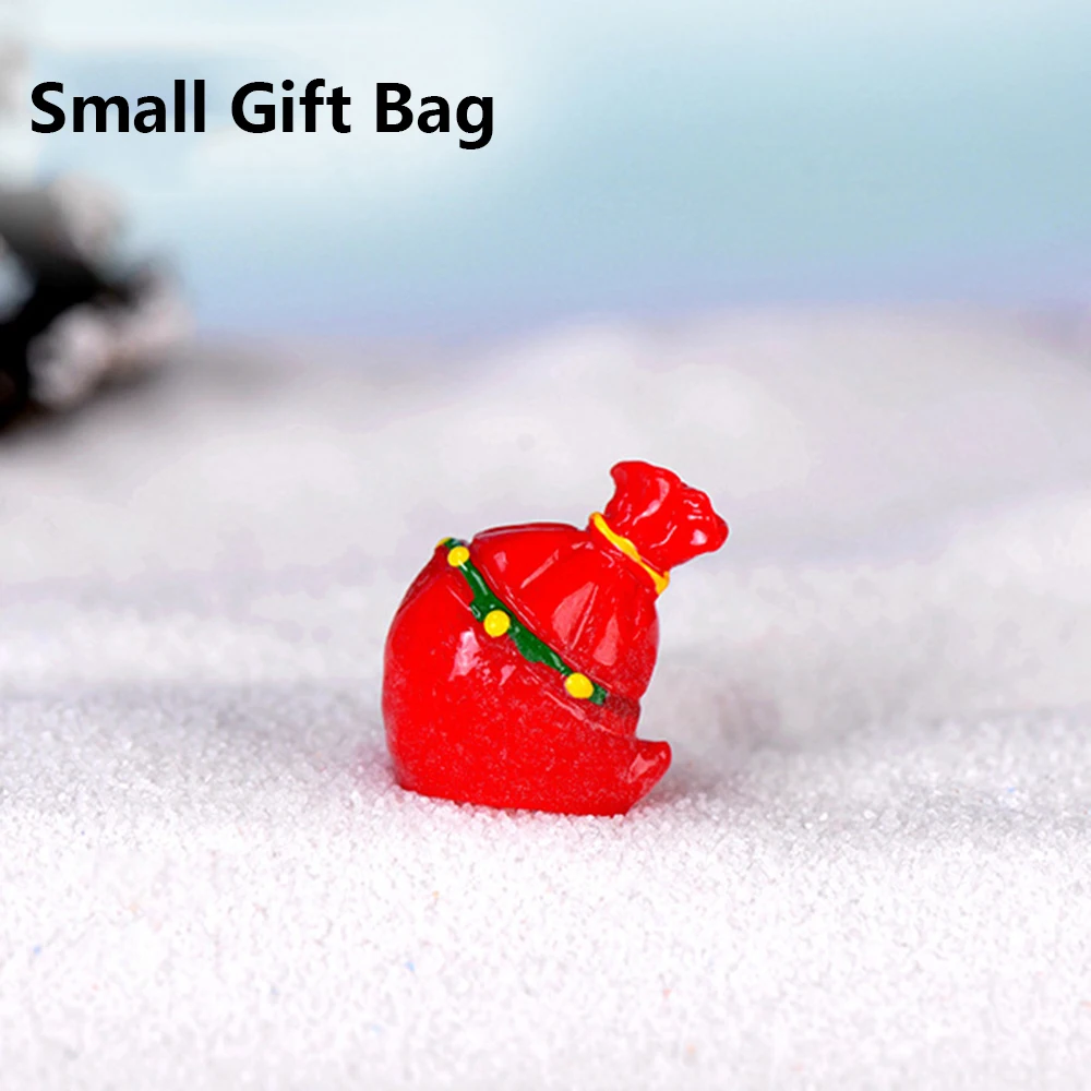 1 шт. миниатюрные из полимерной смолы Снеговик микро пейзаж фигурки Санта Клауса Фея Сад кукла дом бонсай Рождественский Декор игрушки инструмент - Цвет: Small Gift Bag