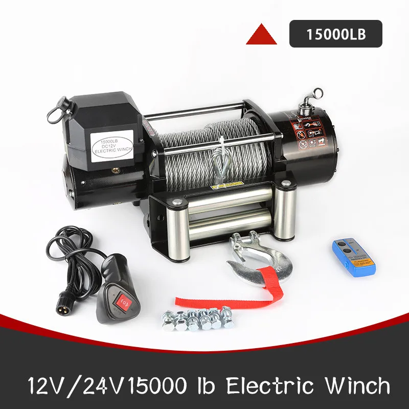 12/24V 15000LB электрическая лебедка портативная трос буровая установка
