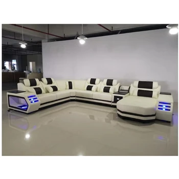 

Wholesale living room furniture cheap leather corner sofa set 6 seater sectional