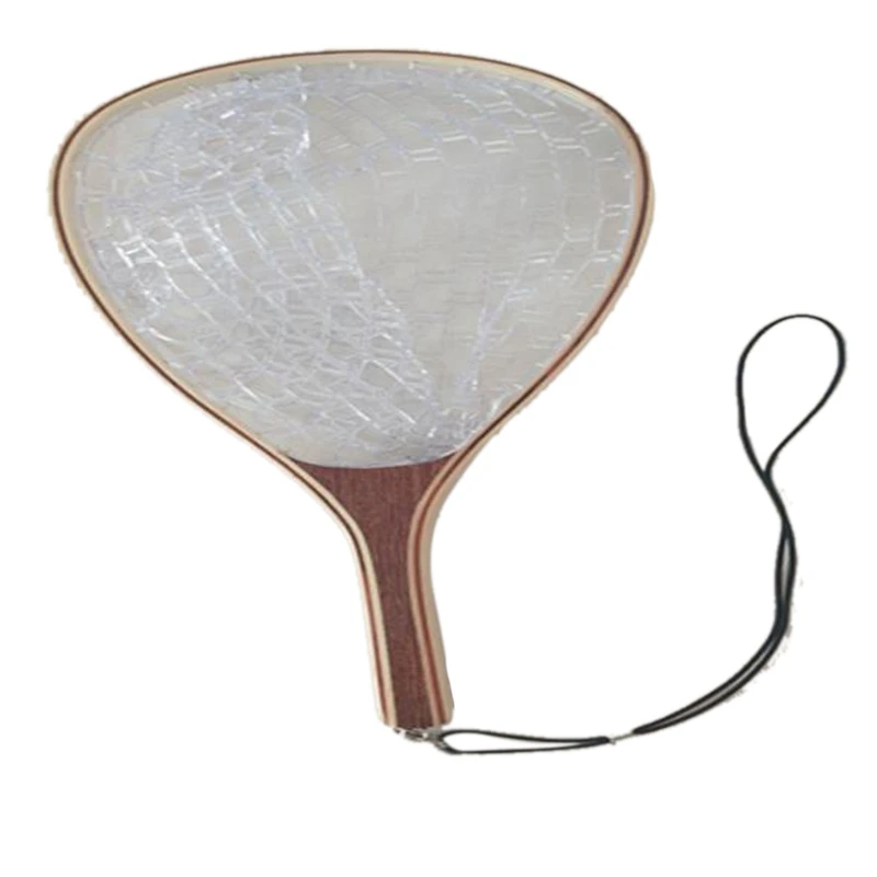 

Fishing Net Fly Fly Net Wooden Handle Fly Fishing Hand Dip Net Durable Rubber Material Net to Catch Fish Safely