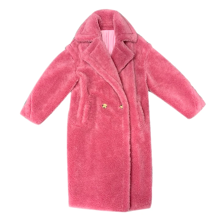 natural sheep fur wool blends women winter coat (21)