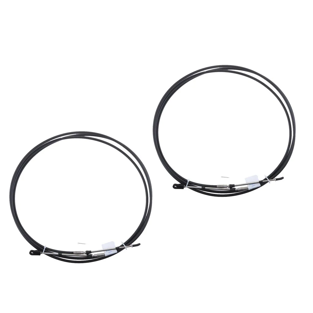 2pcs Universal Throttle Cable Black for Marine Boat Motor Control Lever 10FT