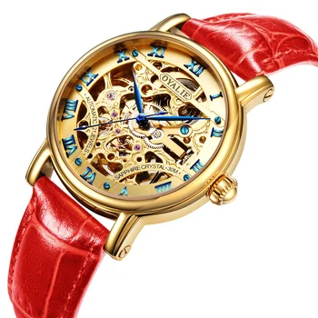 

OUYALI Women Automatic mechanical watch Top Brand Fashion Luxury Buniess Dress Genuine Leather Wristwatch for Lady