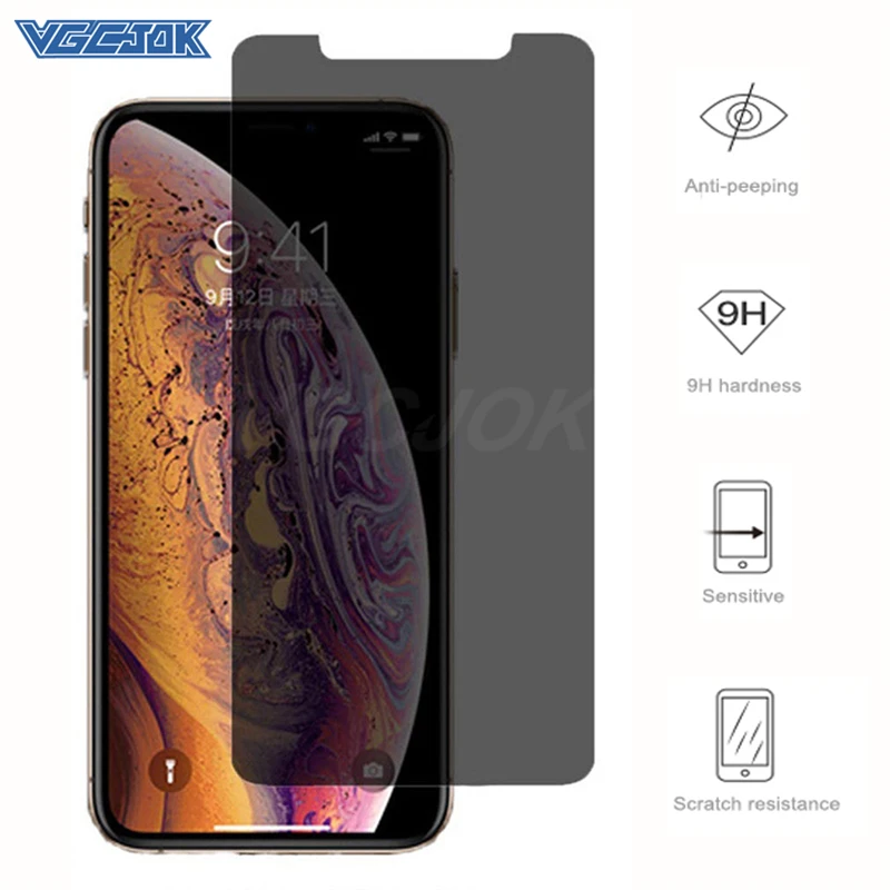 Anti Spy Tempered Glass For iPhone X XR XS 11 Pro Max Privacy Screen Protector For iPhone 8 7 6 6S Plus 5 5S SE Protection Glass afbeelding
