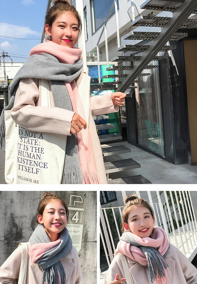 Кашемировый женский шарф зимняя теплая шаль Foulard Femme Пашмина шерсть палантин голова шеи длинный зимний шарф женский для женщин