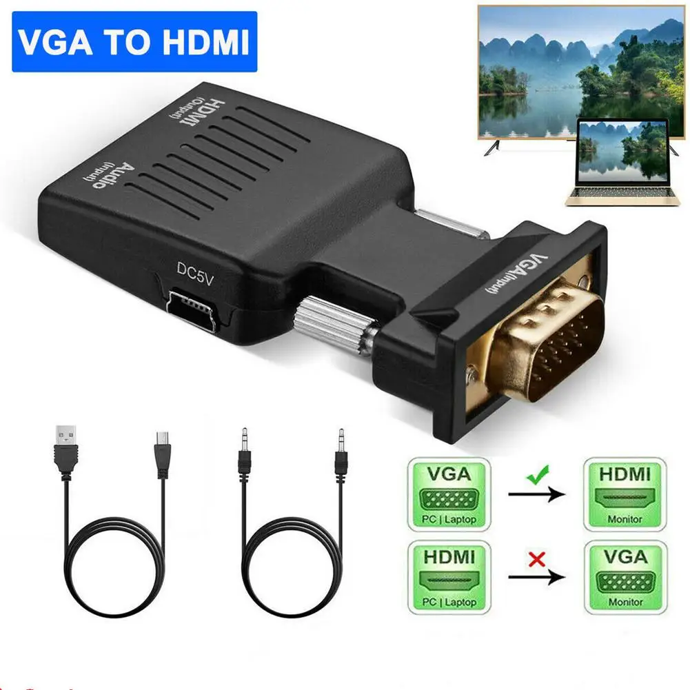 VGA к HDMI адаптер высокой четкости кабель Поддержка аудио видео синхронизации