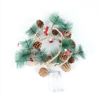 

2M Mushroom Pine Needle Pine Cone Copper Wire Christmas LED String Battery Powered Thanksgiving Wedding Party Bells Decoration