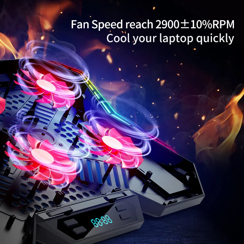 Coolcold-gaming Rgb Laptop Cooler 1217 Polegada Tela Led Notebook Cooling Pad Suporte com Six Fan e Portas Usb - Imagem 4