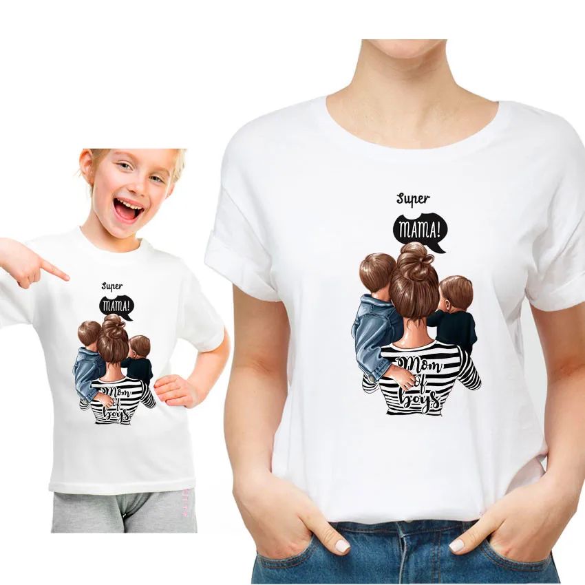 A9-White Harajuku/футболка с принтом кофейного времени для мамы и дочки; Kawaii; Одинаковая одежда для родителей и детей; повседневные женские топы с короткими рукавами - Цвет: A9-White