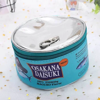 

1 PC Cat Food Cans Makeup Pouch Funny PU Leather Cosmetic Toiletry Bag Portable Can Shaped Washing Organizer Make Up Travel Bag