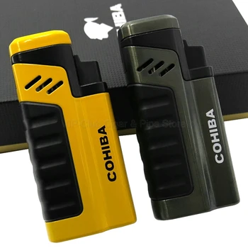 

Cohiba Metal 4 Torch Jet Flame Cigar Cigarette Lighter Refillable With Punch Gadget Outdoor Smoking Tool Portable