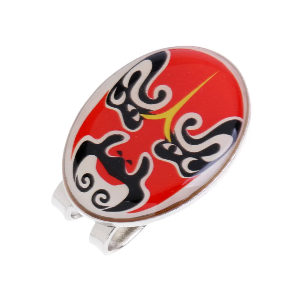 Peking Opera Mask Alloy Golf Ball Marker with Magnetic Hat Clip Golfer Gift Golf Accessories  - 4 Colors