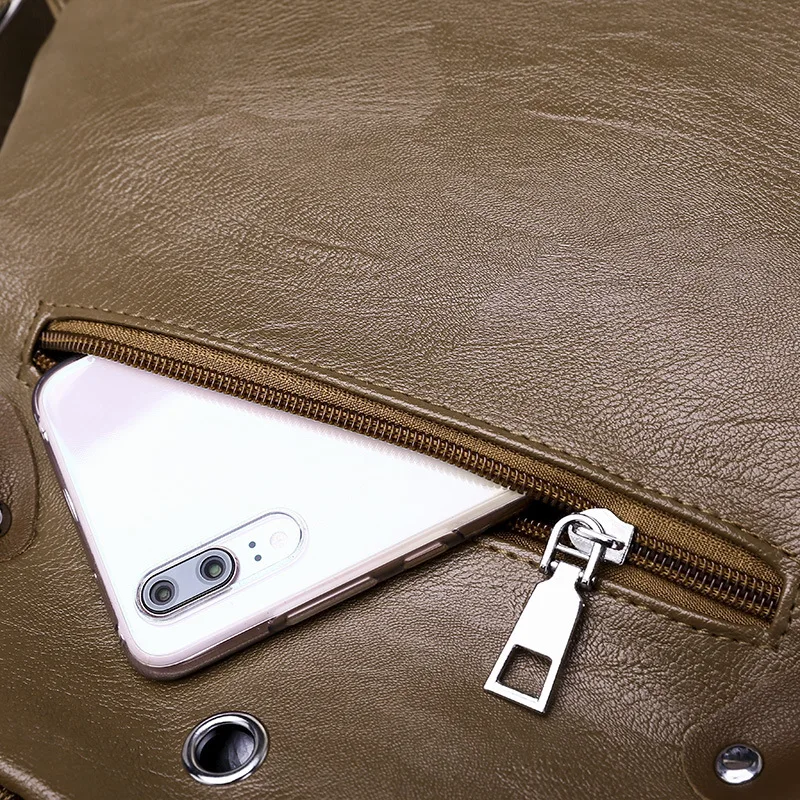 

Fashion Multi-functional Soft Leather PU Rhombus Waterproof Shoulder Backpack Large Capacity Headphone Jack Outdoor Travel Bag