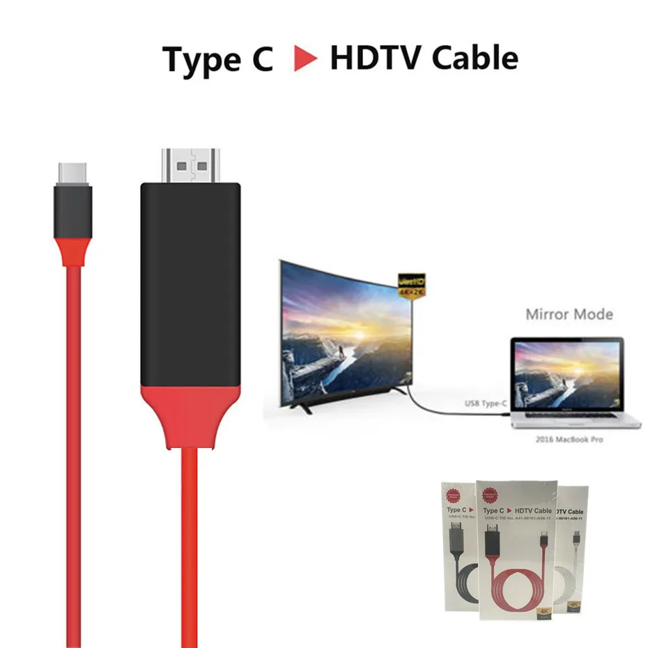 

Wholesale 4K 30Hz Type C to HDMI USB C HDMI Cable Converter HD Extend Adapter for Macbook Samsung S8 (with retail package)