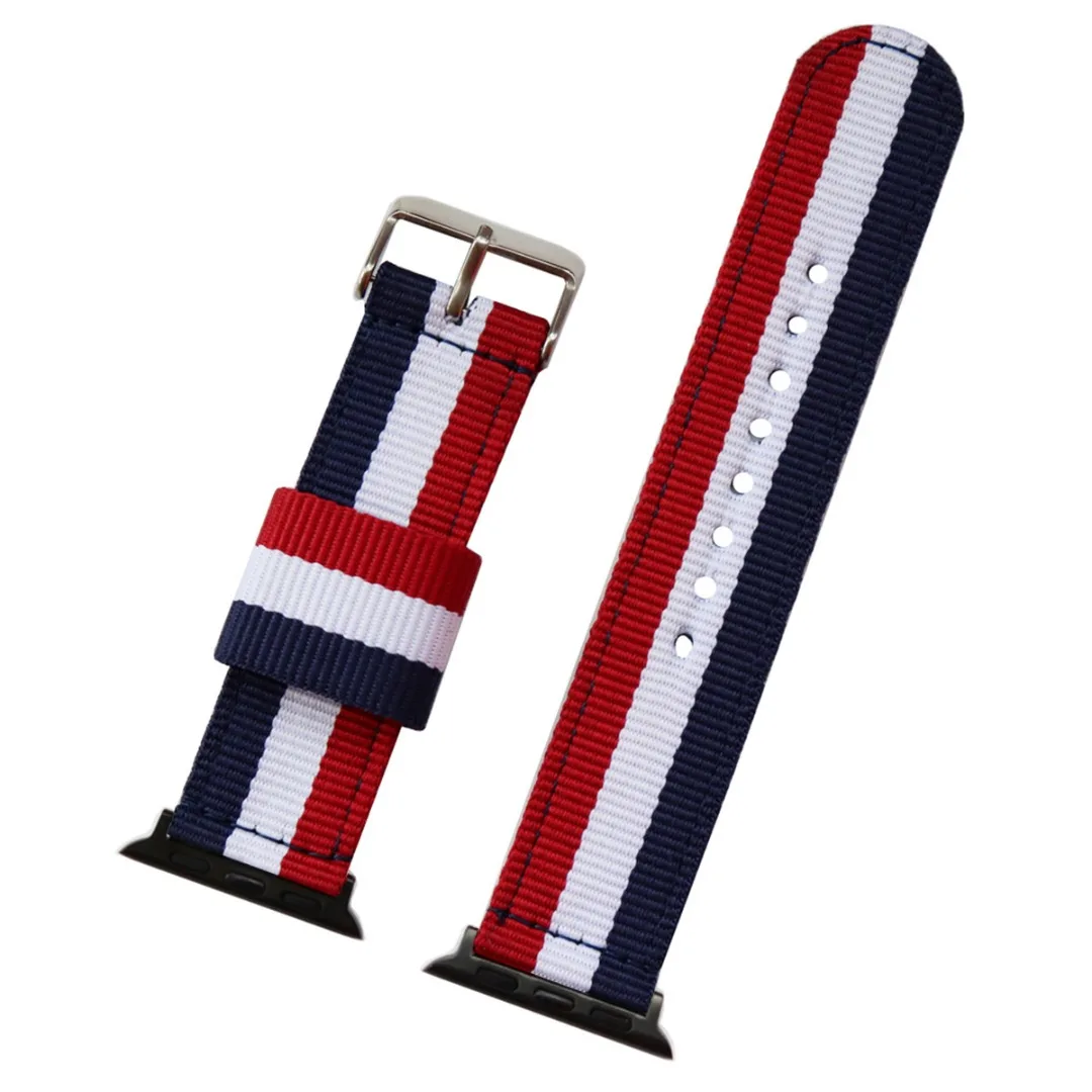 Rainbow Nylon Wrist Strap Canvas Band for Apple Watch iWatch Series 38mm 40mm 42mm 44mm Unisex New Fashion Wristband Bracelet