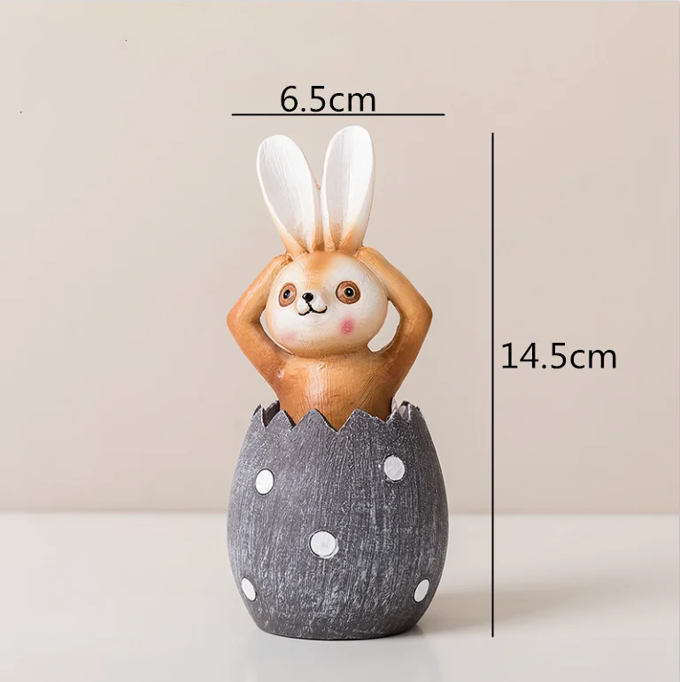 Creative Resin sculpture Simulated animal Cartoon rabbit egg Easter Crafts ornaments Children's room Decoration furnishing - Цвет: A