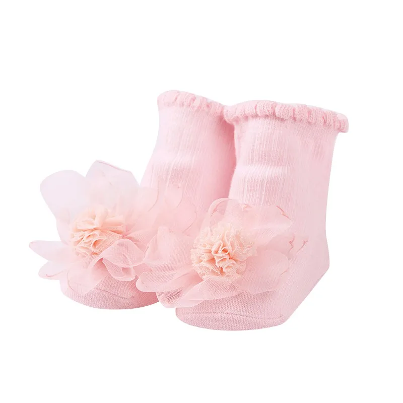 pink Мягкие хлопковые кружевные детские носки до колена с большим бантом для новорожденных девочек, носки для малышей - Цвет: pink