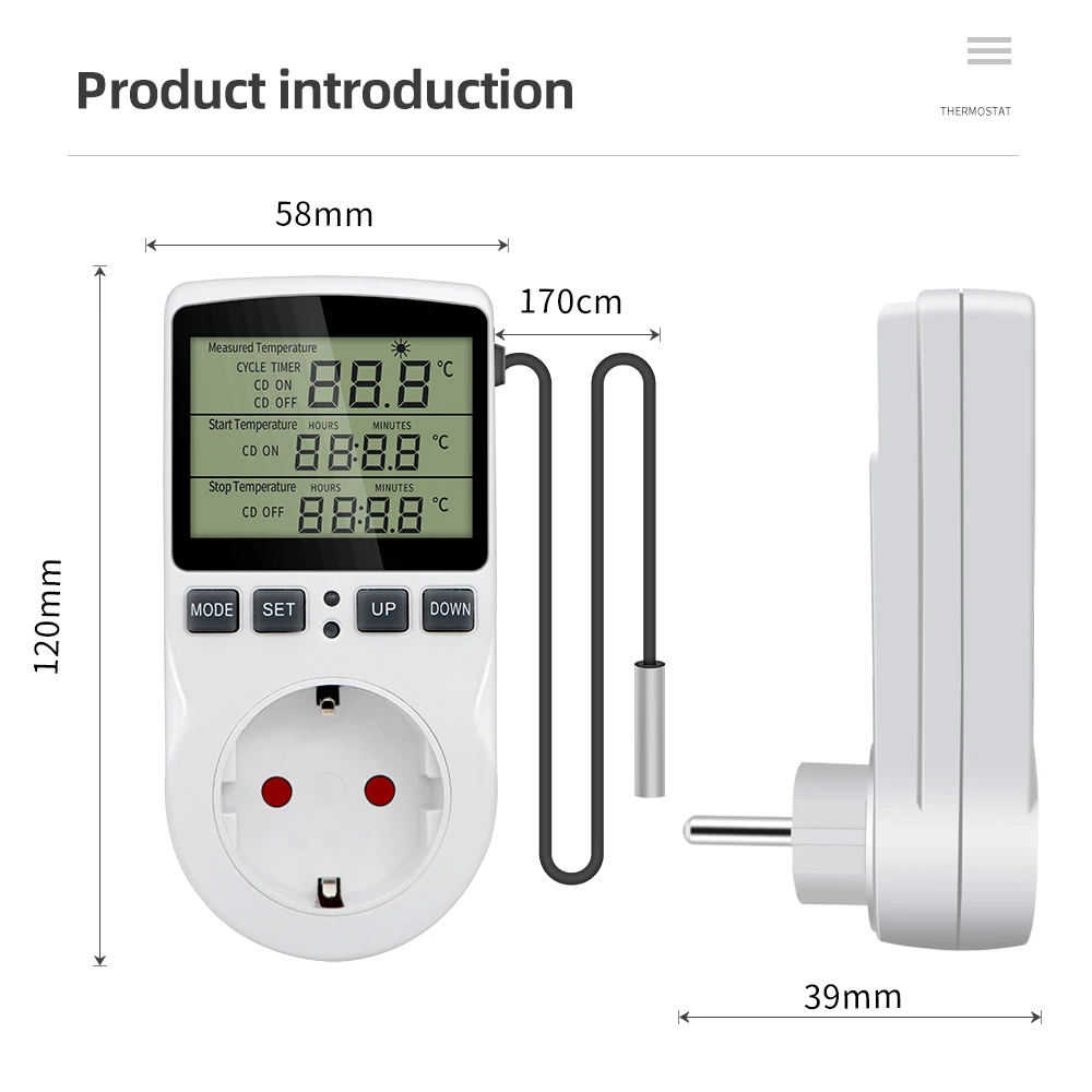 Timer Socket Thermostat Multi-Function Temperature Controller Outlet Timer  Switch Sensor Probe Heating Cooling KT3100 - AliExpress