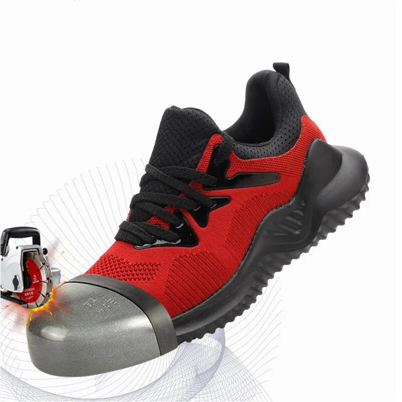 

Four Seasons Mens Work Boots Safety Shoes Steel Toe Cap Lightweight Breathable Sneakers Construction Working Shoes for Men Male