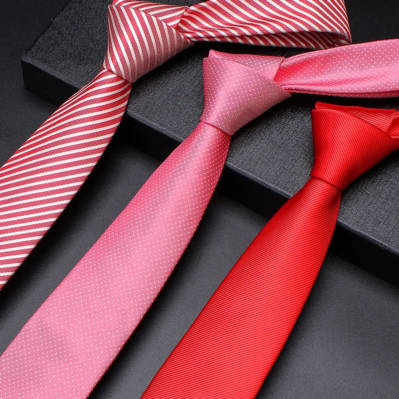 

2022 New Fashion Groom Wedding Necktie High Quality 7CM Red Tie For Men Business Formal Cravate With Gift Box