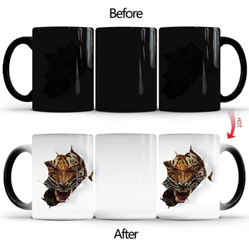 

1Pcs New 350ml Tiger Color Changing Mug Creative Ceramic Tea Coffee Milk Heat Sensitive Cup Gift for Family Children Friends